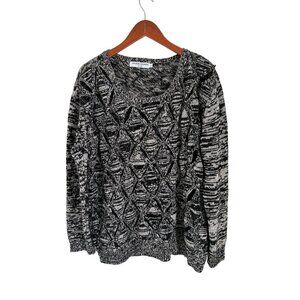 OPENING CEREMONY BLACK KNIT CUT OUT DIAMONDS JUMPER SWEATER WOOL BLEND M